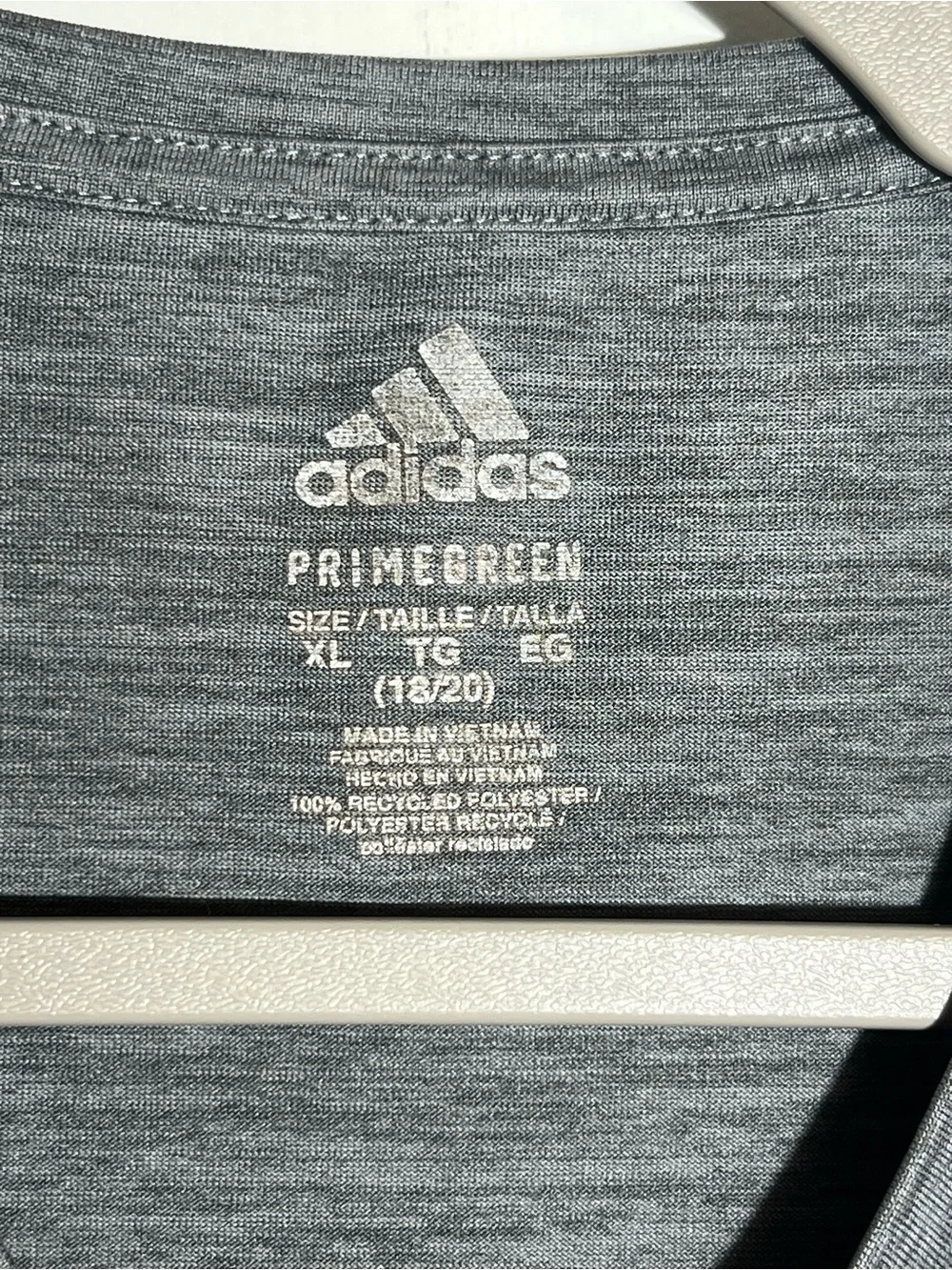 Adidas Gray Heather Tee with Black Logo Boy’s XL (18/20)
